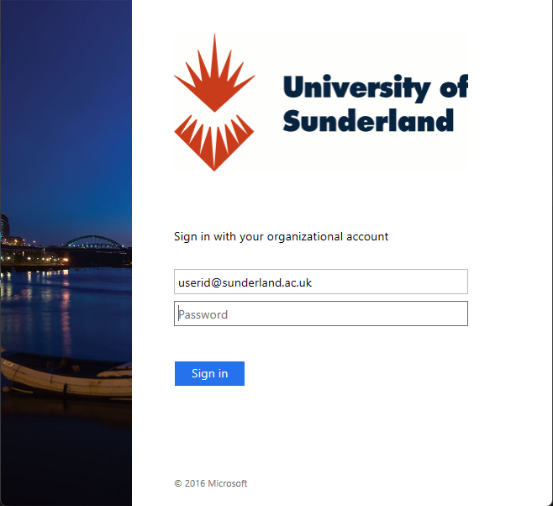 UoS Login Screen